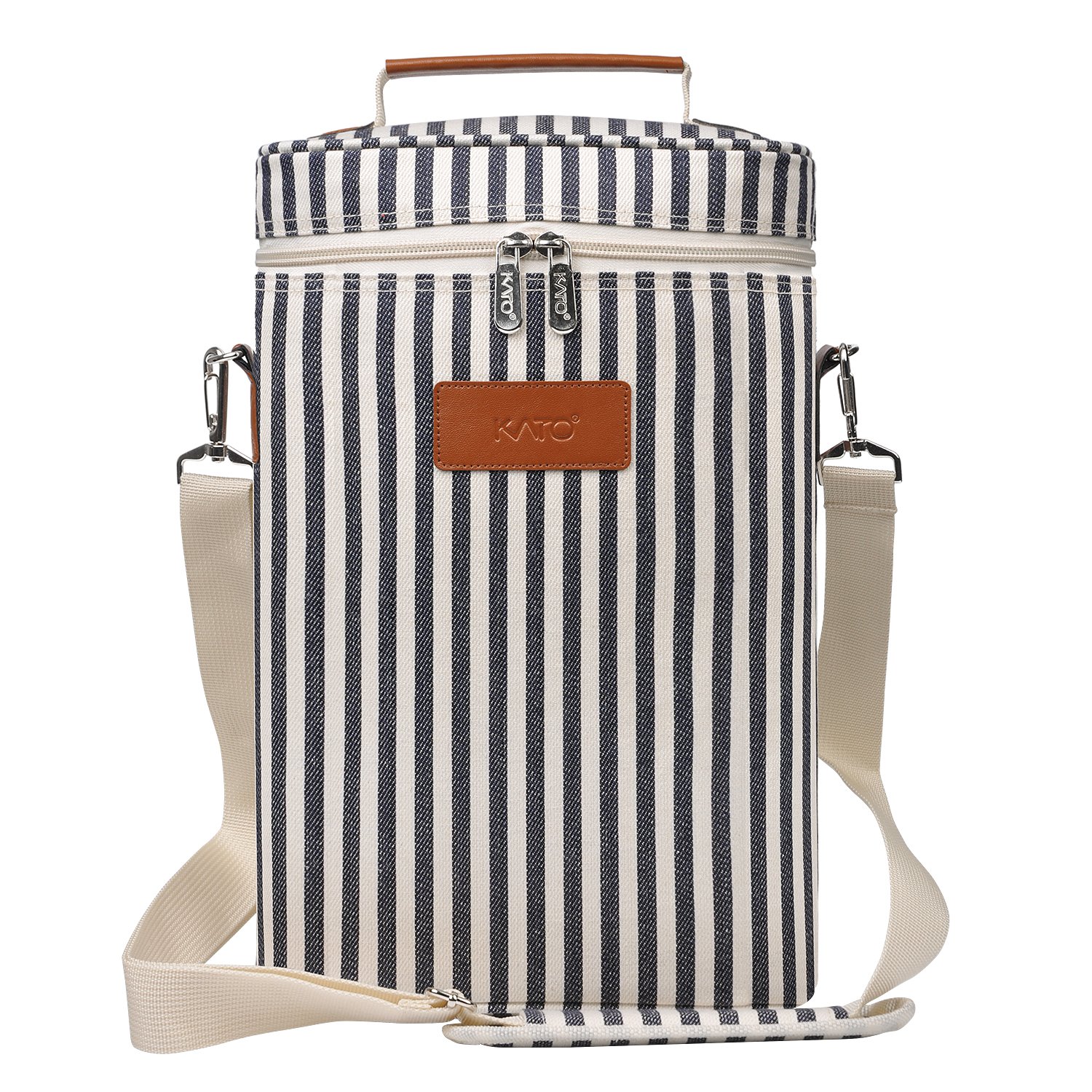 Kato Wine Cooler Bag Padded 2 Bottle Wine Carrier Insulated/Champagne