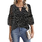 Timeson Women's Business Casual Tops 3/4 Sleeve Chiffon Blouses Office Work Shirts
