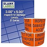 Blank Labels Inspect Before Accepting Label - High-Visibility Warning Label Stickers - 3"x5" Semi-Gloss Rolls on 3" Cores - 500 Labels Per Roll, 500 Total Labels (1 Roll)