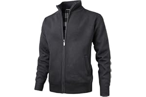 Herothorn Men's Knitted Cardigan Sweater Fleece Lined Knitwear Stand Collar Jumper Full Zip Outerwear Thin Jacket