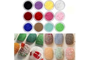 VONRUI 12 Boxes Nail Glitter for Nail Art Velvet Powder DIY Manicure Plush Powder Nail Art Decoration Manicure Tool DIY Nail Flocking Powder Kit