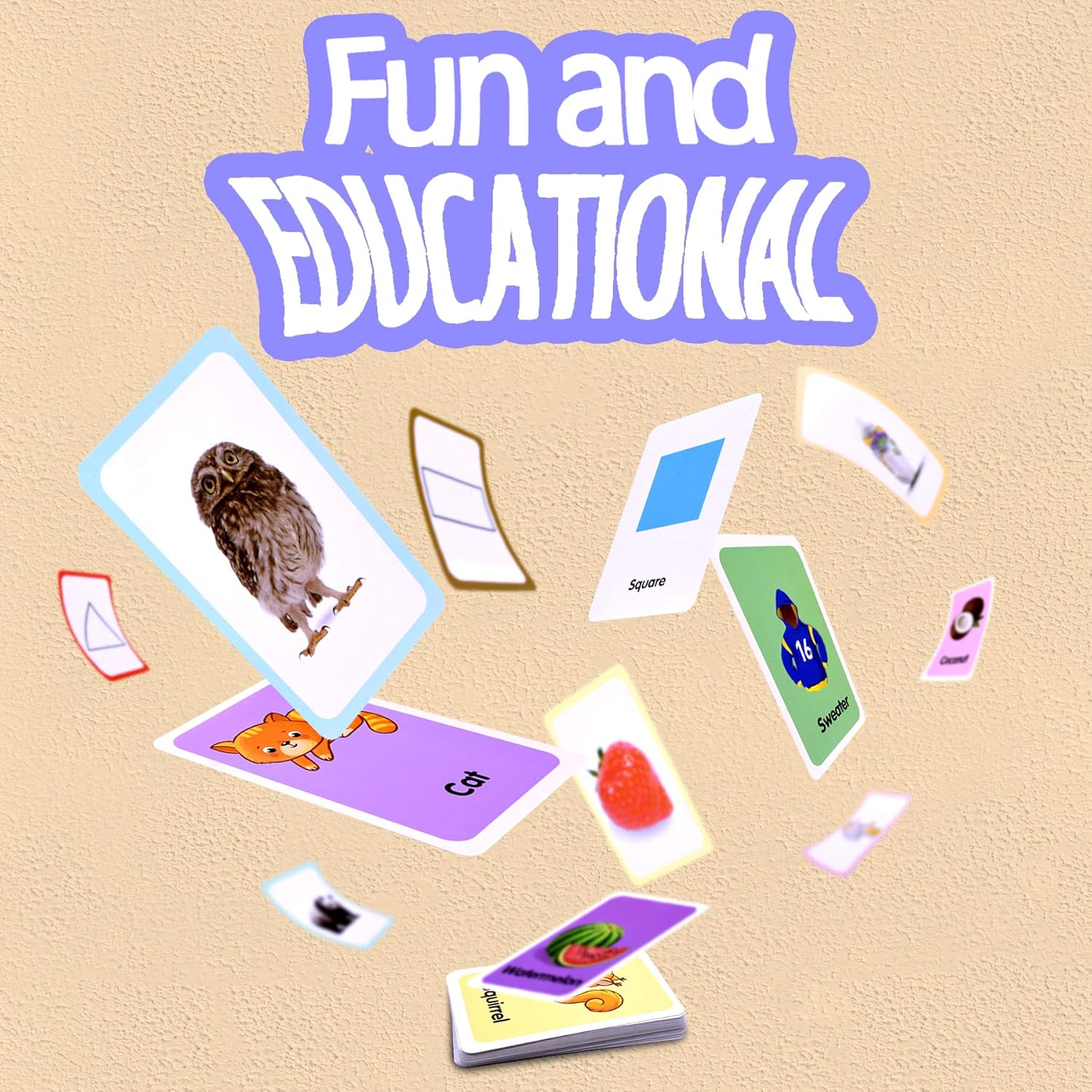 Conzy Flash Cards for Toddlers 2 3 4 5 6 Years, Sets of 6 - ABC Alphabet, Number, Shape and Color, Fruit, Animal, Necessities, Great Value Pack First Words Flash Cards for Kindergarten or Preschool