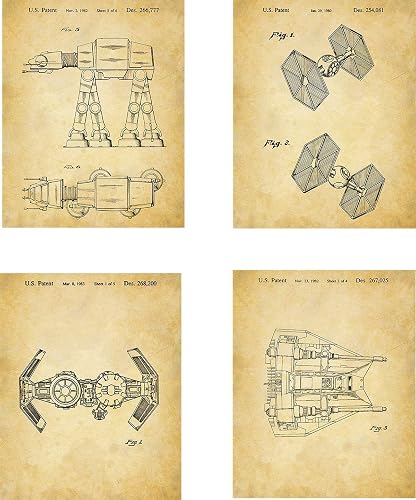 Star Wars Patent Wall Art Prints - set of Four (8x10) Unframed - wall