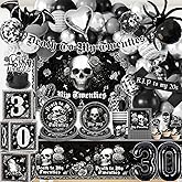 245pcs Death to My 20s Decorations, Rip to My 20s Birthday Decorations, All-in-one Set with Balloon arch Cake Topper Tableware Balloon Box Backdrop Sash, for 30th Birthday Decor