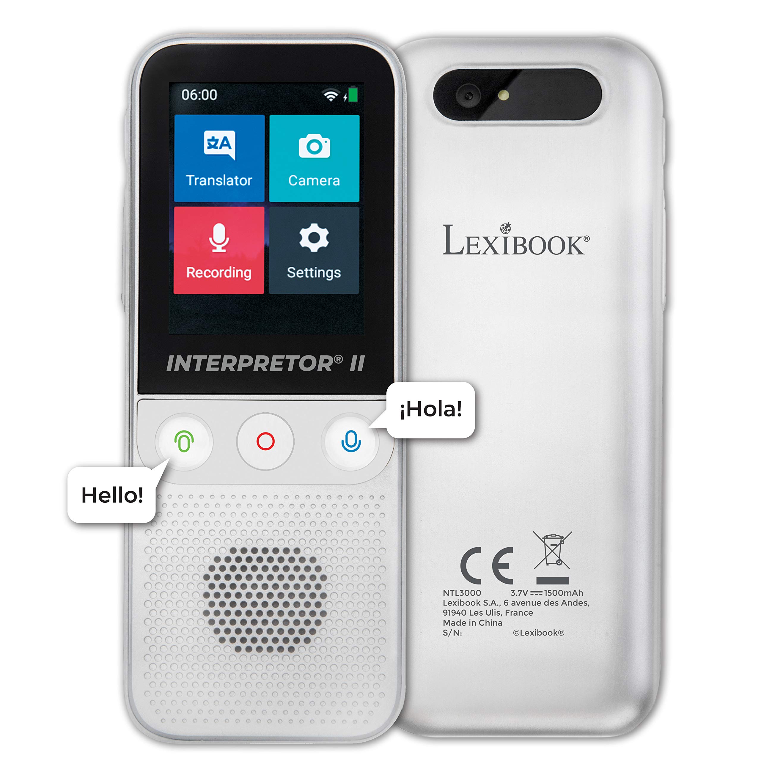 LEXiBOOK NTL3000 Interpretor 2-137 Languages Instant Voice, Photo, Memo Translation, Multilingual Portable Speaking, Earphones Jack, Wi-Fi and Offline
