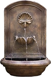 The Napoli Outdoor Wall Fountain - Florentine Stone Finish - Water Feature for Garden, Patio and Landscape Enhancement