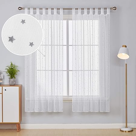 Deconovo Lot De 2 Rideau Voilage Blanc Transparent Brode Decoration Pour Rideaux Chambre Bebe A Pattes 140 X 175 Cm Cuisine Maison Decoration De La Maison Mystik Com Au