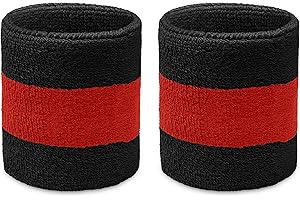 COUVER Terry Cloth 2 Colors Stripes Terry Striped Wristbands Wrist Sweatband for Men Women Boys Girls, 1 Pair
