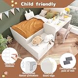 Merax White Bunk Bed with Desk and Drawers 90x190 cm Slatted Frame view 6