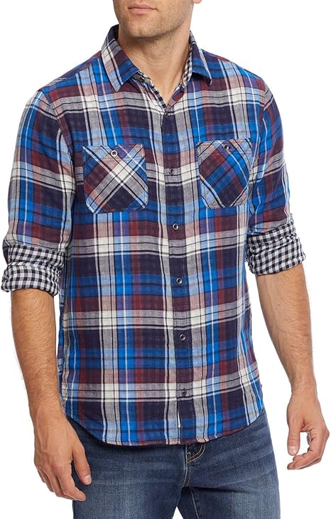 Flag & Anthem Menâs Double Layer Plaid Long Sleeve Shirt at Amazon Menâs Clothing store