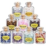 MANIFO 9 Mini Crystals Stone Chip Bottles, Reiki Healing Crystal Tumbled Gemstone Wicca Stones Set for Home Decoration Collec