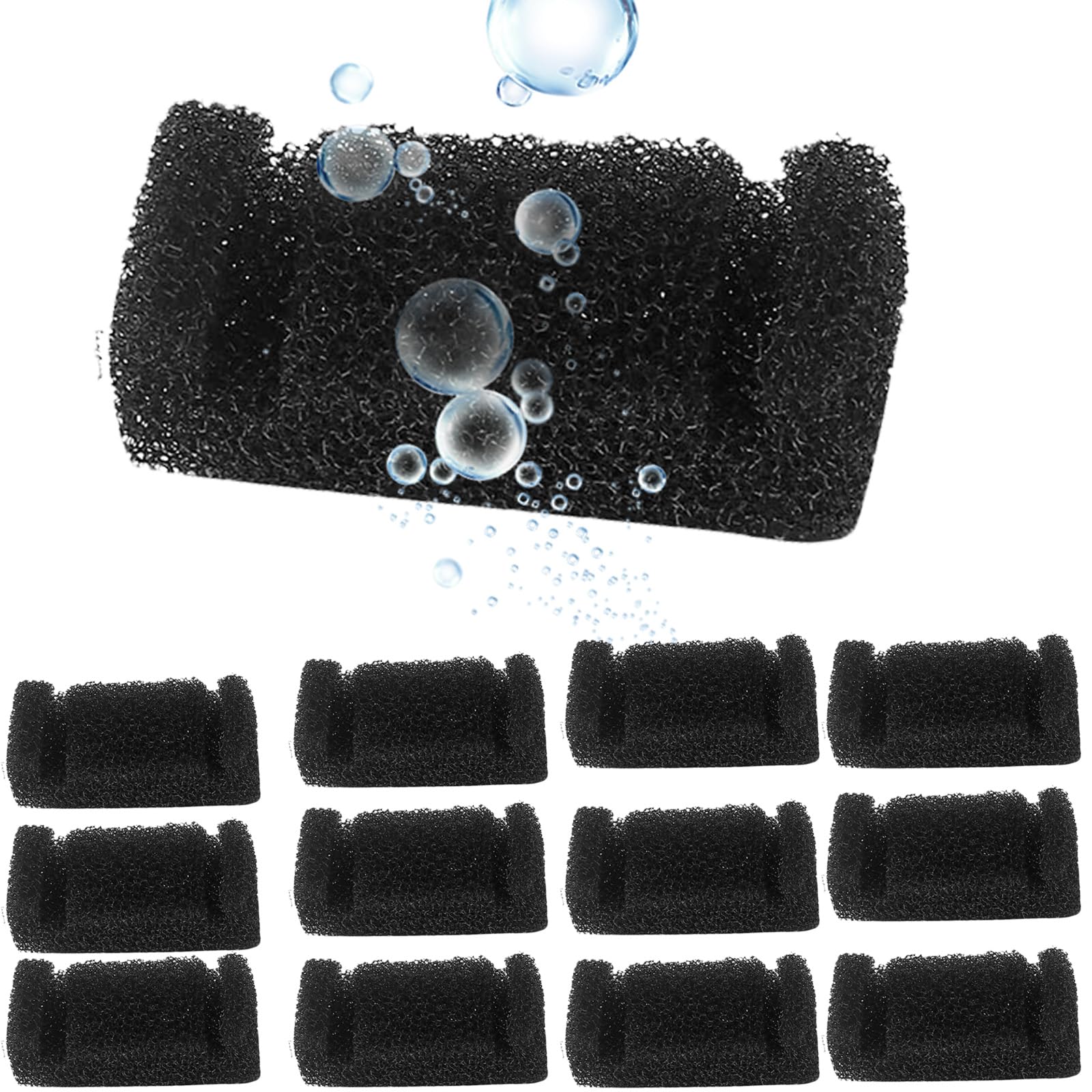 ieron 12 Pieces Cat Water Fountain Foam Filters, Sponge Filter for Cat Fountain Replacement Pet Cat Dog Water Fountain Foam Filter for Water Dispenser Filters 6.5x3x3cm Black