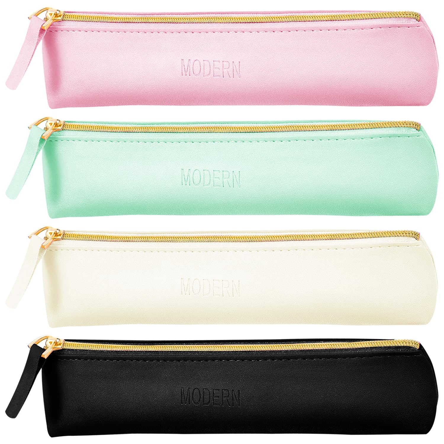 4PCS Mini Cosmetic Bag, Pencil Bag for Purse Leather Pouch Make up Bag with Metallic Zipper Portable Cosmetic Organizer for Women and Girls
