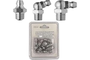 Utah Pneumatic 1/8" Npt Stainless Steel Grease Fittings Kit 4pcs-Straight, 4pcs-90-Degree,4pcs 45-Degree Angled Zerks Hydraulic Grease Fittings Nippel Assortment (Pack of 12)