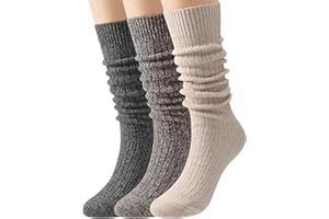 PREMILLOW 3 Pairs Slouch Socks Women, Long Winter Thigh High Boot Scrunch Socks, Warm Soft Slouchy Socks for Women Size 5-11