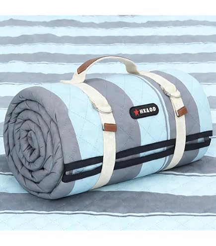 Couverture Avec Sangle Transport Jaune HX&OD - Couverture De Pique-nique Extra Large 203x152 Cm, Imperméable Et Pliable - Idéale Plage, Camping, Parc ! Tapis Extérieur Lavable Machine