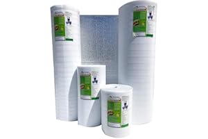 INSULATION MARKETPLACE SmartSHIELD -5mm 16" x50ft Reflective Foam Core Insulation roll, Cold and Heat Shield, Radiant Barrier, Thermal Insulation - Engineered FOIL / White Film