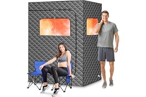 Imdot 2 Person Portable Sauna for Home, 1 or 2 Person Full Body Steam Sauna Tent with 2 Foldable Chairs,9 Levels of Sauna Box with Remote Control (Gray)