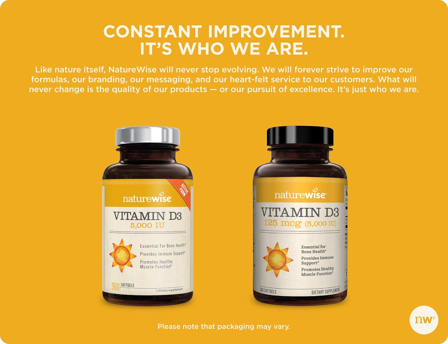 NatureWise Vitamin D3 5,000 IU (1 Year Supply) for Healthy Muscle Function, Bone Health, and Immune Support Non-GMO in Cold-Pressed Organic Olive Oil Gluten-Free (Packaging May Vary) [360 Count]: Health & Personal Care