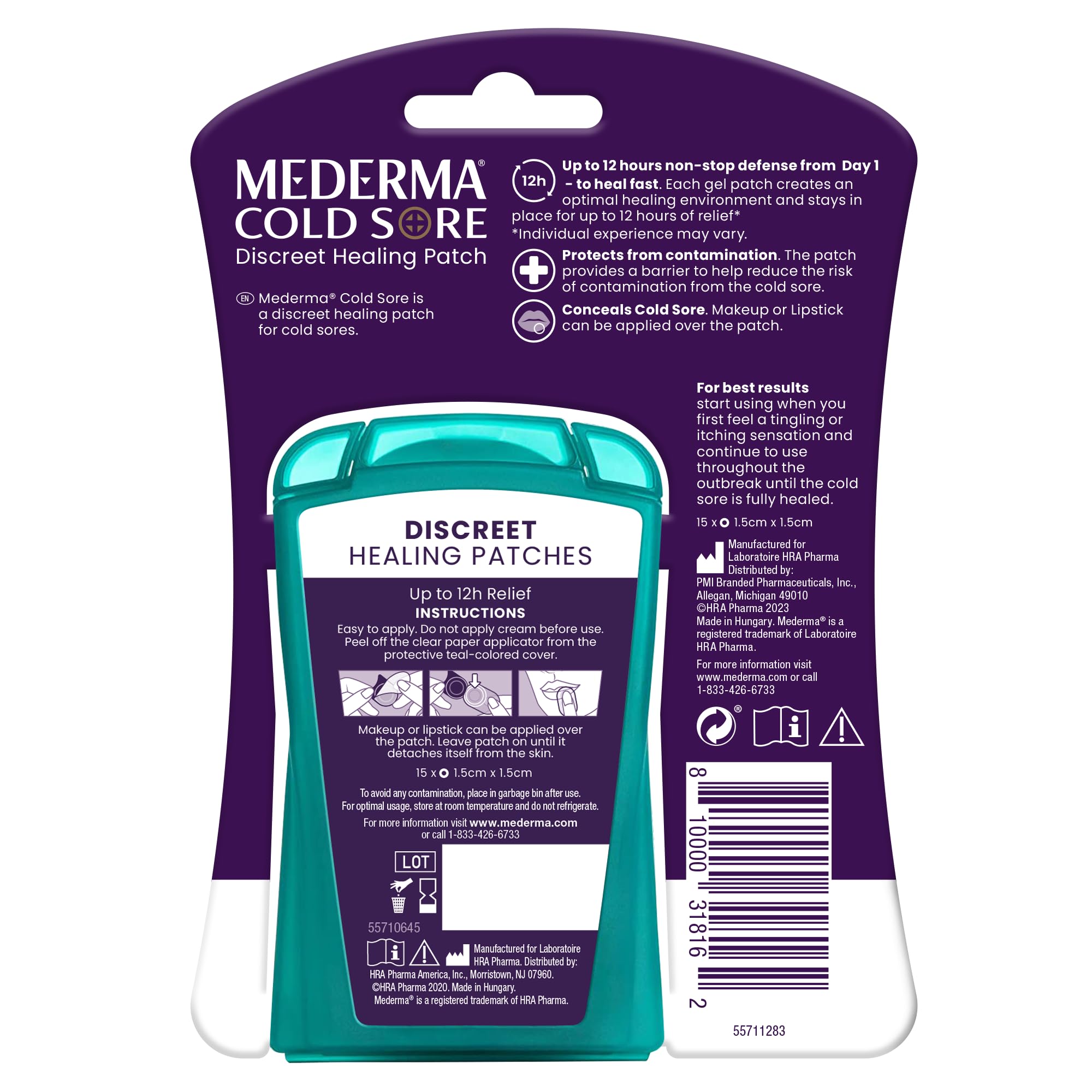 Mederma Cold Sore Discreet Healing Patch - Hydrocolloid Gel for Fast Healing, Relieves Pain, Redness & Swelling, Conceals Cold Sores (30 Patches)