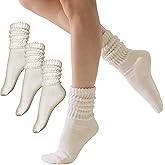 3-Pair Cotton Crew Slouch Socks Womens Scrunch Ribbed Soft Retro Boot Calf Sock