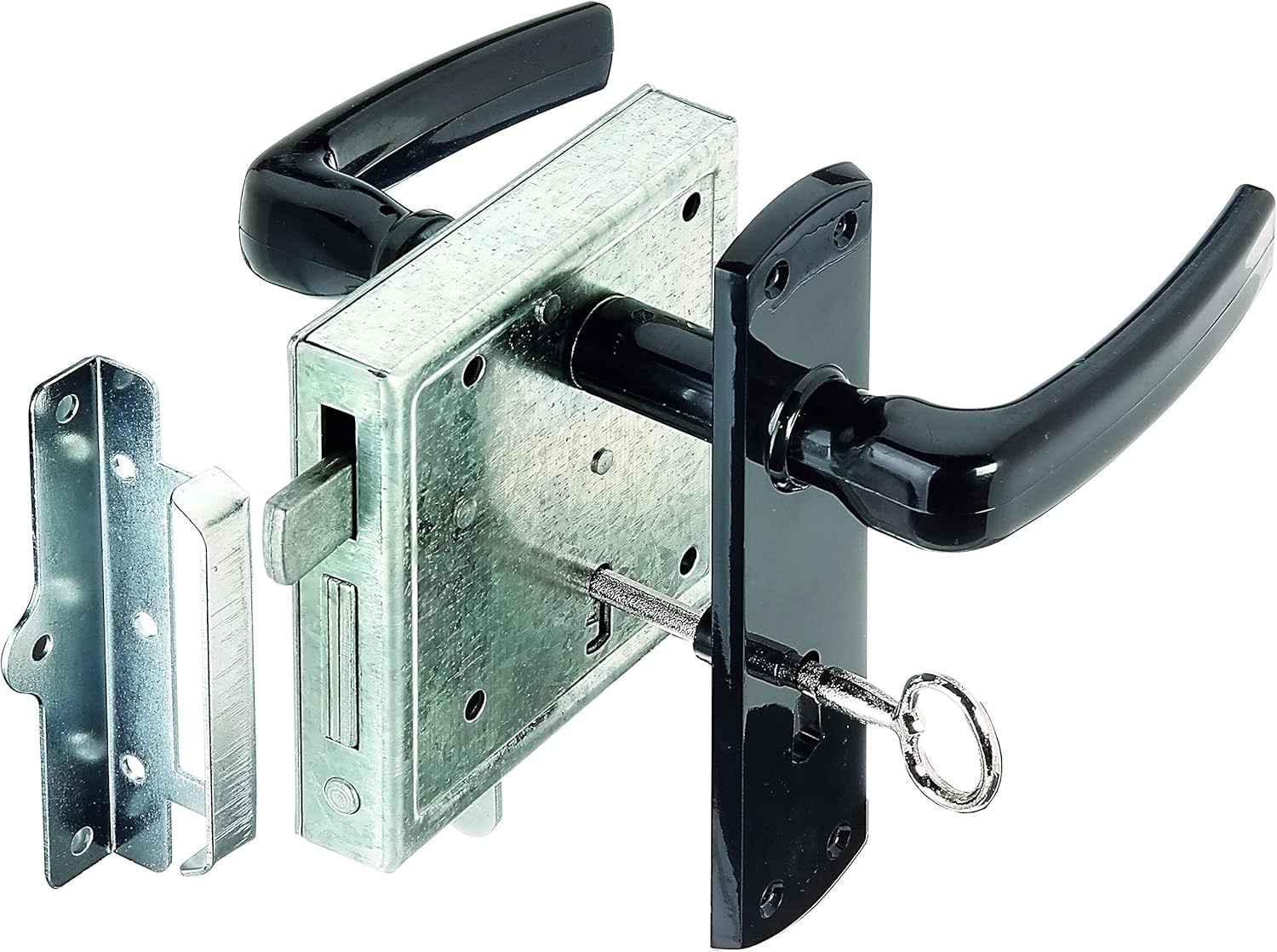 Alberts 901554 Box Lock with Night Latch, BB Holes, Galvanised, Blue, 100 x 105 mm