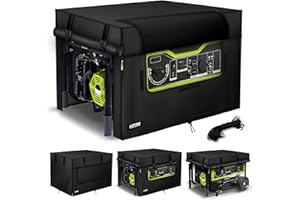 GUYISS Generator Running Cover with Windproof Elastic Cord and Visual Operation Window, 32 "Lx24 "Wx24 "H For Most 5000-10000W Frame Type Generators, Tear Resistant, Black (Patent）