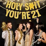 onehous 21st Birthday Decorations Gold Glitter Banner Party Supplies view 5
