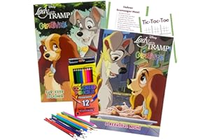 LUTI Disney Lady & The Tramp Coloring Book Set Bundle with 2 Coloring Books, 12 Coloring Pencils, Indoor Scavenger Hunt, and Activities