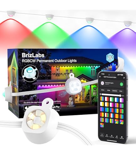 BrizLabs Signature Permanent Outdoor Lights 50ft, 30 LED RGBCW
