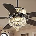 Fanbulous 52 Inch Crystal Fandelier Ceiling Fan with Light, Farmhouse Ceiling Fan Chandelier with 6 Speeds, Quiet Reversible Noiseless DC Motor, 3CCT, Indoor Ceiling Fans for Living Room Bedroom
