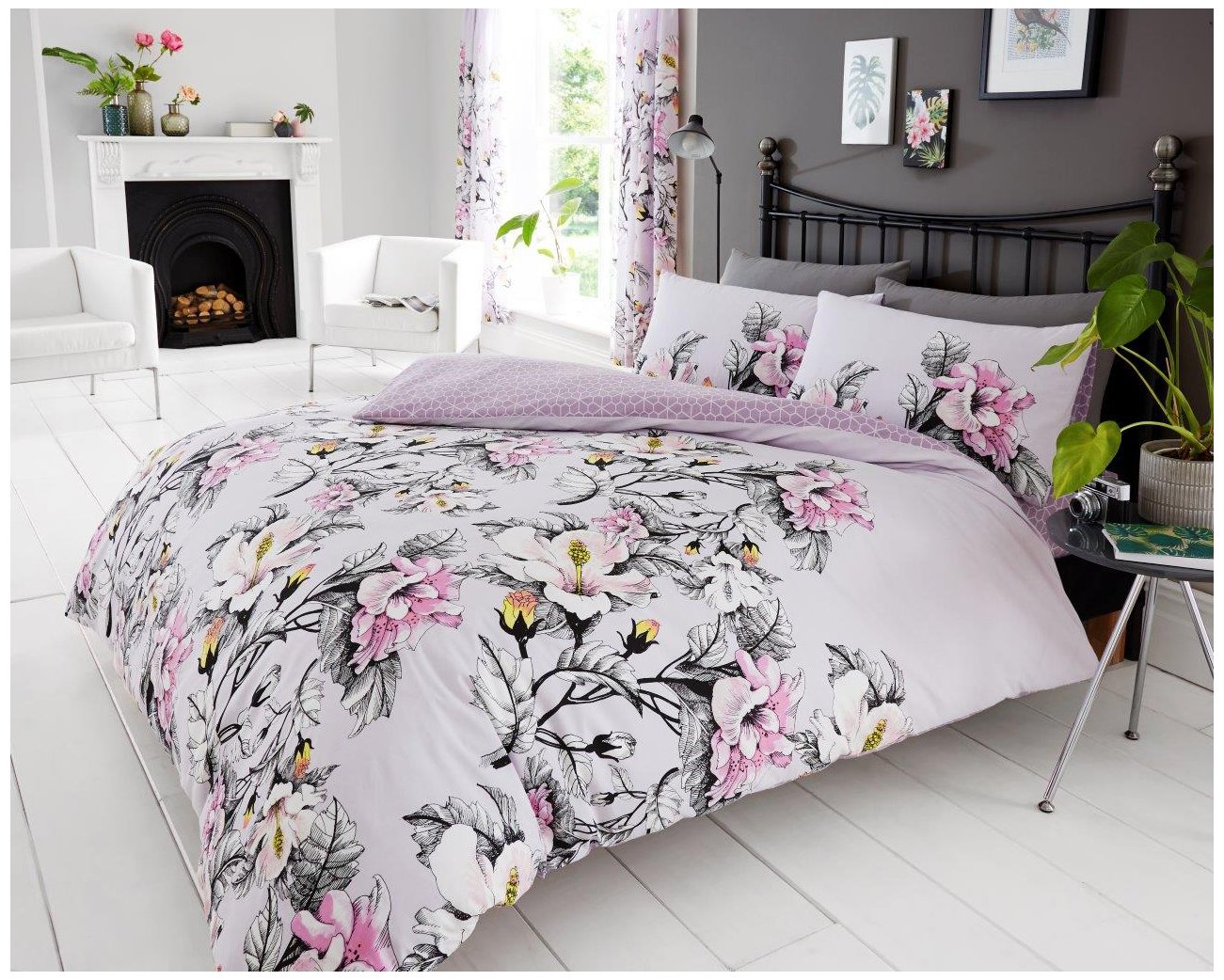 Gaveno Cavailia Luxurious Eden Bed Set with Duvet Cover and Pillow Case, Polyester-Cotton, Purple, Single