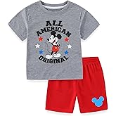 Disney Mickey Mouse Boys Short Sleeve T-Shirt and Active Shorts Set for Toddler and Big Kids