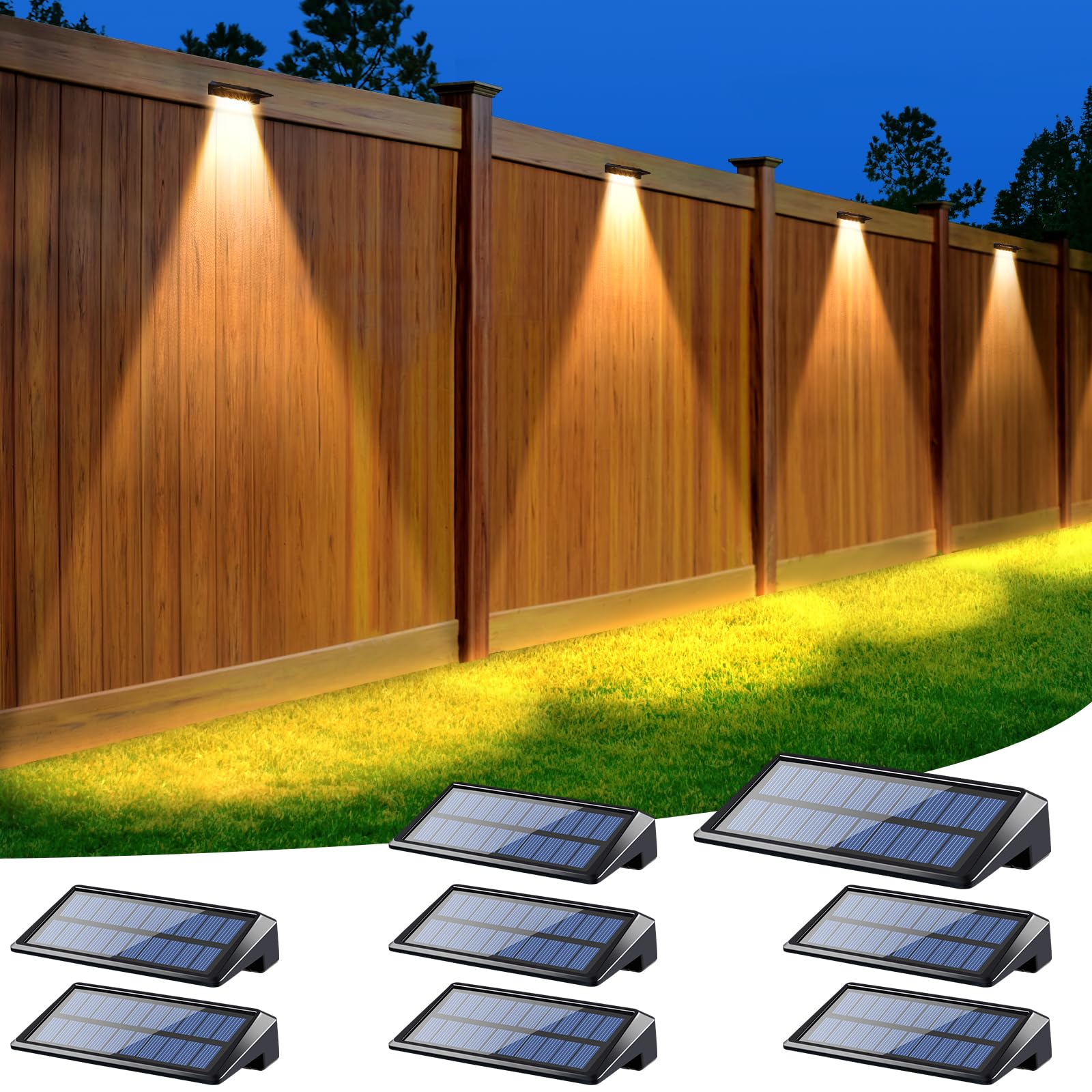 Led 8 Pack LUHLEE Solar Fence Lights Outdoor Waterproof LED,8 Pack Fence Lights ...