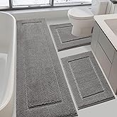 IM HOME Bathroom Rugs Set 3 Pieces, Ultra Soft Thick Plush Fluffy Microfiber Absorbent Bath Mat, Non-Slip Backing, Machine Washable Bath Mats for Bathroom Floor, Tub, Toilet and Shower, Charcoal Gray