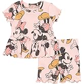 Disney Ribbed Peplum T-Shirt and Bike Shorts Outfit Set Newborn to Big Kid Sizes (0-3 Months - 14-16)