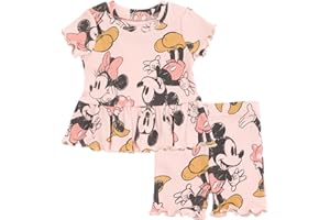 Disney Ribbed Peplum T-Shirt and Bike Shorts Outfit Set Newborn to Big Kid Sizes (0-3 Months - 14-16)