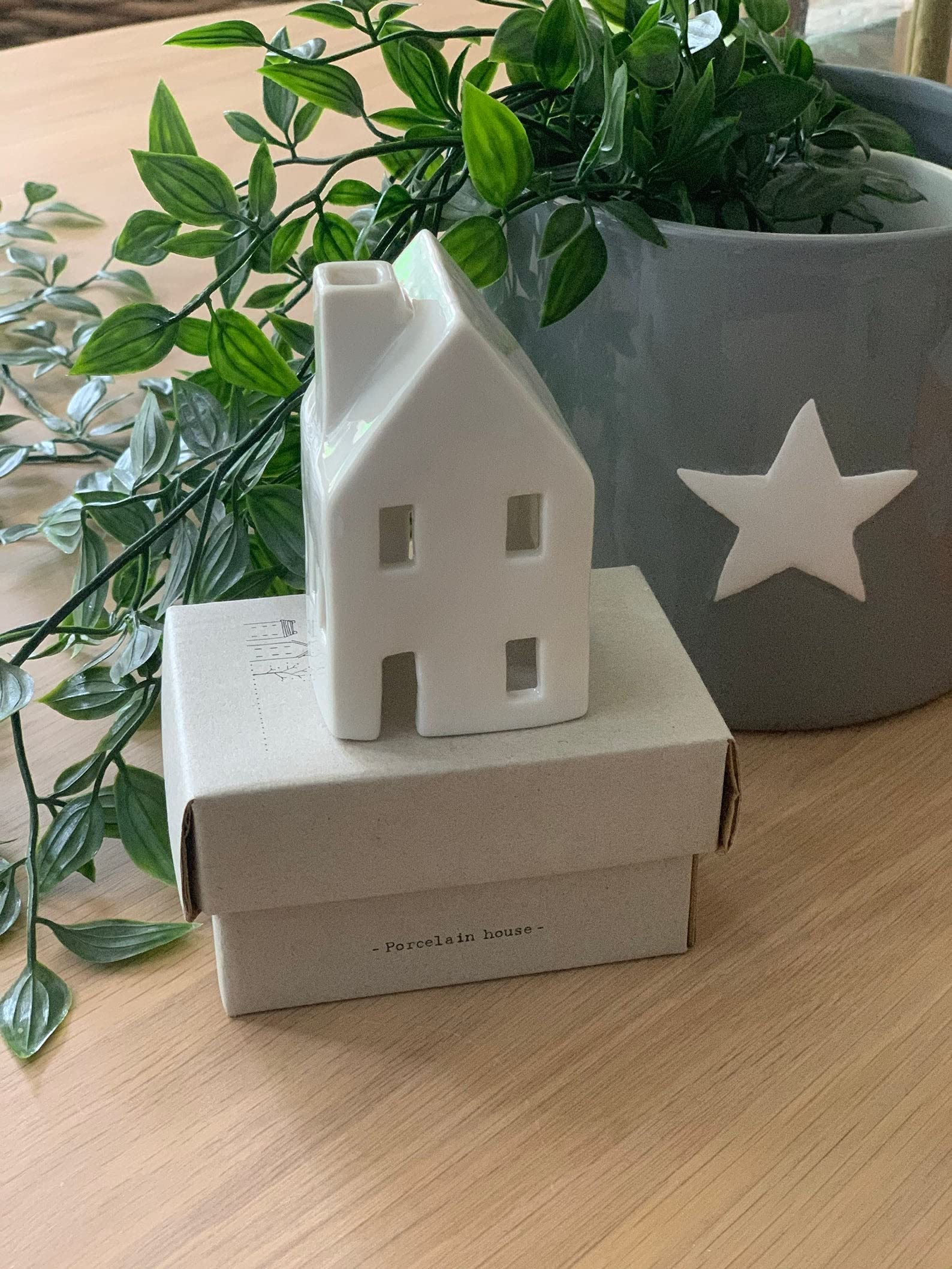 East of India: Porcelain Tea light Cover - House 4