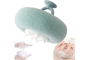 KOUJUT Super Soft Sunflower Suction Cup Bath Ball, 2025 New 2 in 1 Sunflower Exfoliating Body Scrubber, Sponge Mesh Pouf Shower Ball for Women, Men Shower (Green)