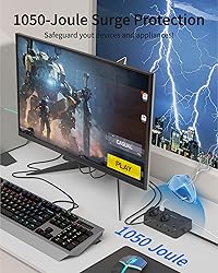 DEPOW Surge Protector Power Strip, 5 FT Extension