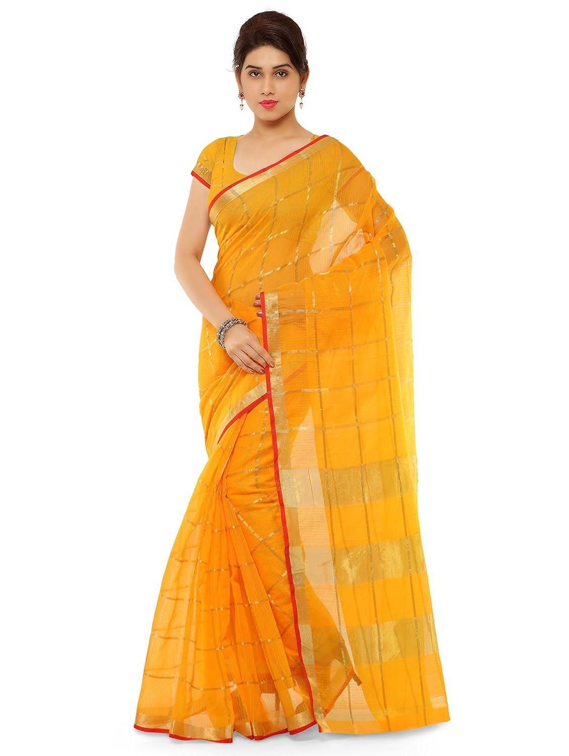 kvsfab women's cotton silk saree,yellow