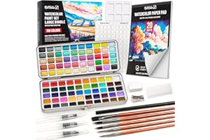 ART VISTA Premium Watercolor Paint Set Bundle with 100 Bright Colors & Paper Pad for Beginners & Professional – Painting Kit & Art Supplies for Adults – Travel Watercolor Set with Metallic Watercolor Paints