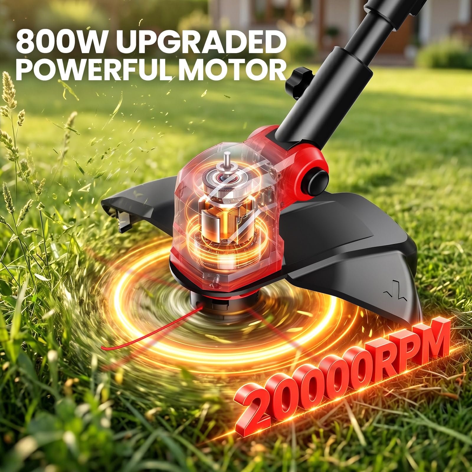 Condition photo showing As Is for 14" weed wacker 21v cordless string trimmer & edger, battery powered grass trimmer with auto line fe