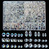 1720pcs Crystal Glass Beads for Jewelry Making, Assorted Clear Faceted Crystal Beads Suncatcher Beads for Bracelets Necklace Earring DIY Crafts, New AB Color