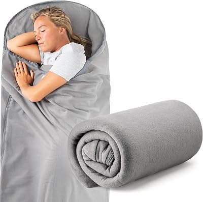 Trail Outdoor Leisure Fleece Sleeping Bag Liner 220x80 Hood Envelope