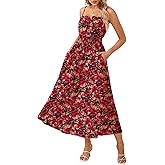 GRACE KARIN Womens Summer Clothes 2026 Boho Floral Maxi Long Dresses Spaghetti Straps Casual Beach Sundress with Pockets