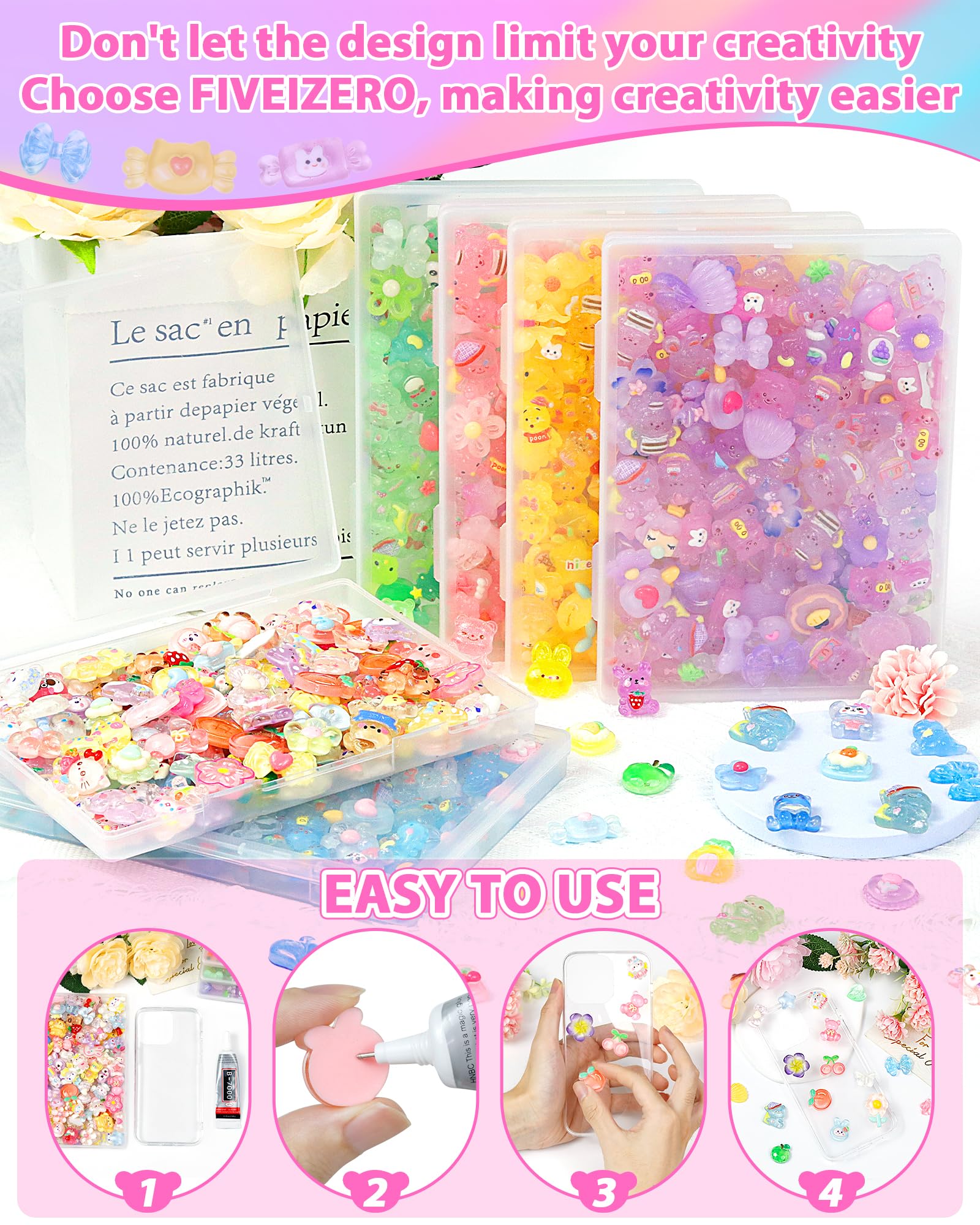 FIVEIZERO 100PCS Cute Slime Charms Bulk Set – Kawaii Flatback Resin Charms for Crafts, Mini Decoden Acrylic Embellishments for Phone Junk Cases, Scrapbooking & DIY Decoration (Multicolor)