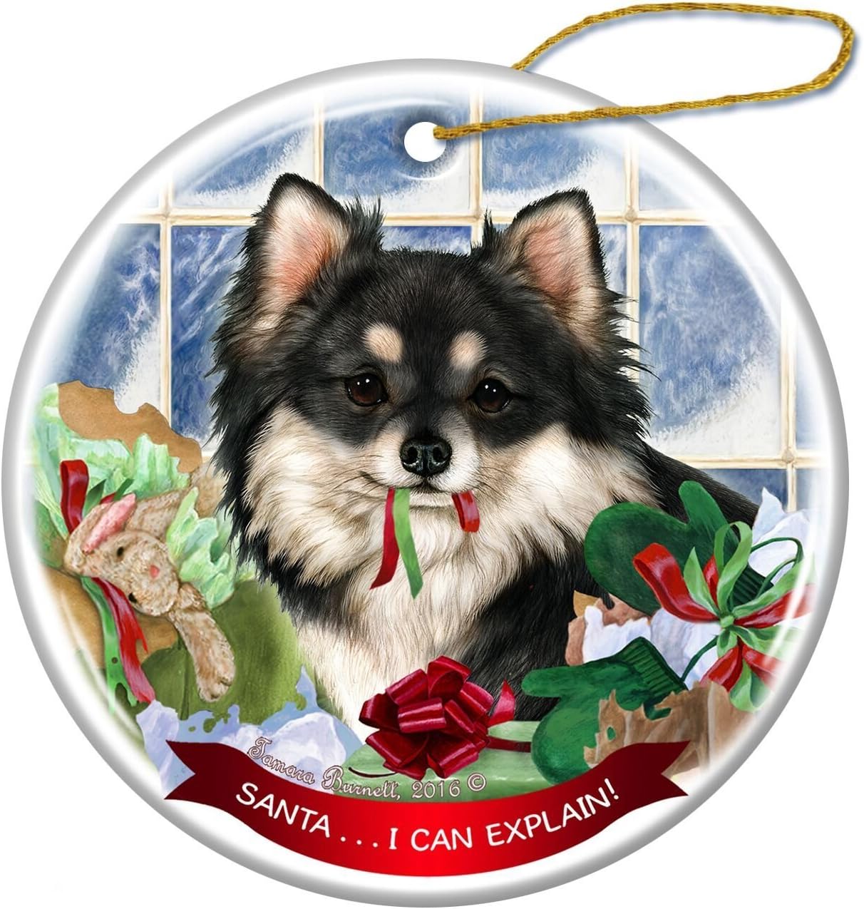 Amazon Com Black And White Long Haired Chihuahua Dog Porcelain