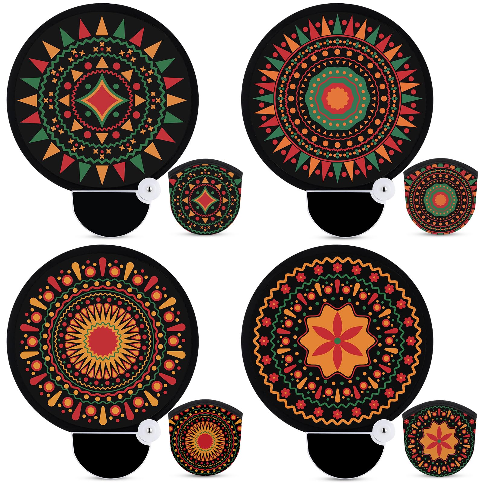 Photo 1 of Geelin 4 Pcs Foldable Fan African American Hand Fans Party Favors for Black History Month Party Summer Outdoor Games Events(Retro Black)