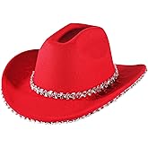 Womens Rhinestone Cowboy Hat Wide Brim Diamond-Glitter-Western-Cowgirl Hat Bling for Women